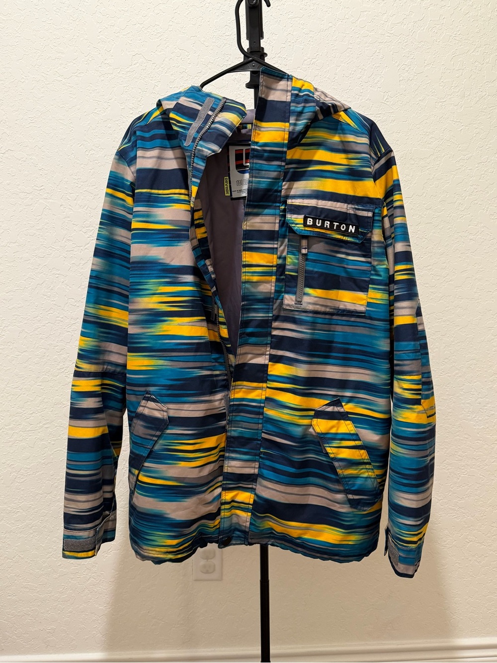 Burton Striped Blue, Yellow & Gray Ski Jacket